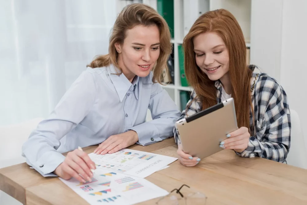 beautiful-young-women-working-together