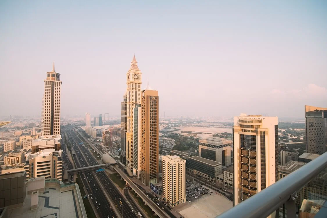 dubai-skyline-sunset-time-united-arab-emirates